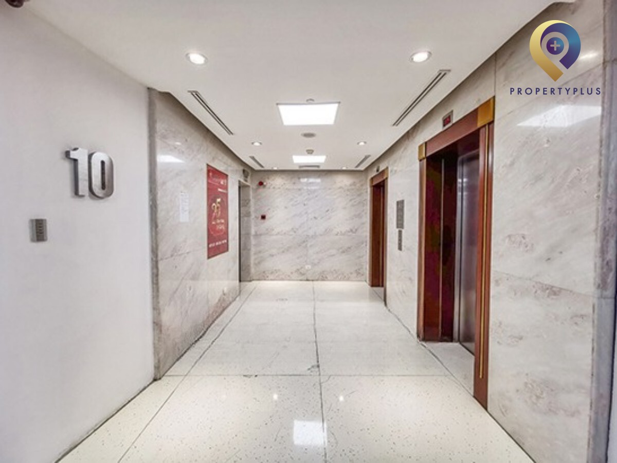 Elevator lobby area at Ruby Plaza with modern design and clean interior.